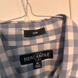 J. Crew Mercantile Flex Light Blue Grey Checkered Shirt